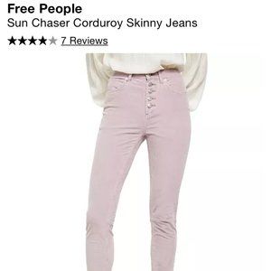 Free People Sun Chaser Corduroy Pants with Cut Hem